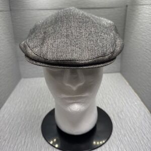 Amicale Camel Hair Newsboy Cap Men's Small Gray Black Herringbone Ivy Flat Hat